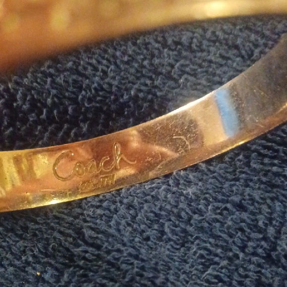 Coach Silver-Tone Engraved Logo Bangle Bracelet - Picture 2 of 3